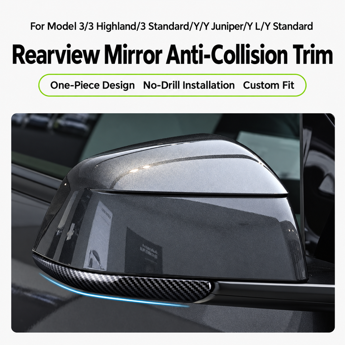 ABS Side Mirror Protective Trim for Tesla Model 3 / Model 3 Highland / Model 3 Standard / Model Y / Model Y Juniper / Model Y Standard / Model Y L