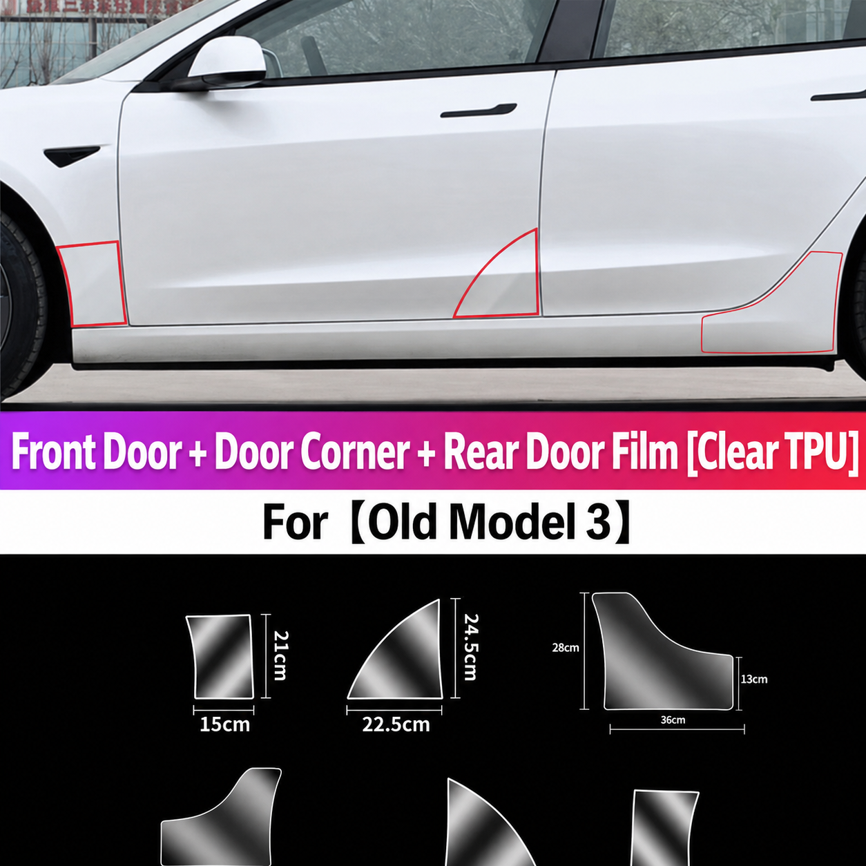 Door Triangle Paint Protection Film TPU Clear Guard for Tesla Model 3 / Model 3 Highland / Model Y / Model Y Juniper / Model Y L