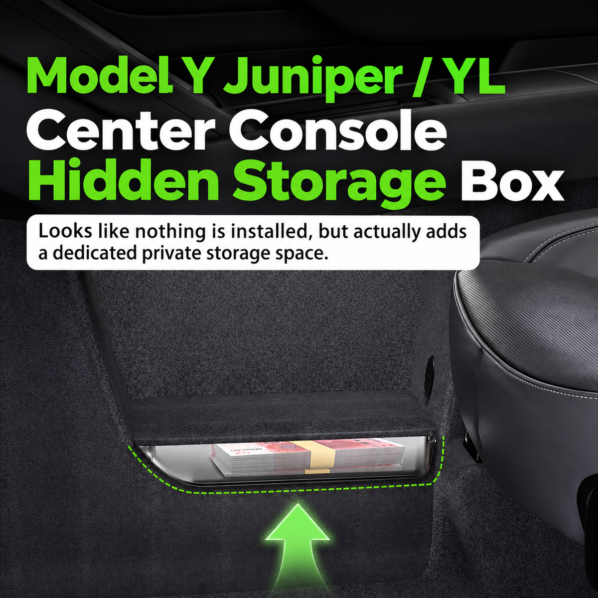 Hidden Privacy Storage Box for Tesla Model 3 Highland / Model Y Juniper / Model Y L