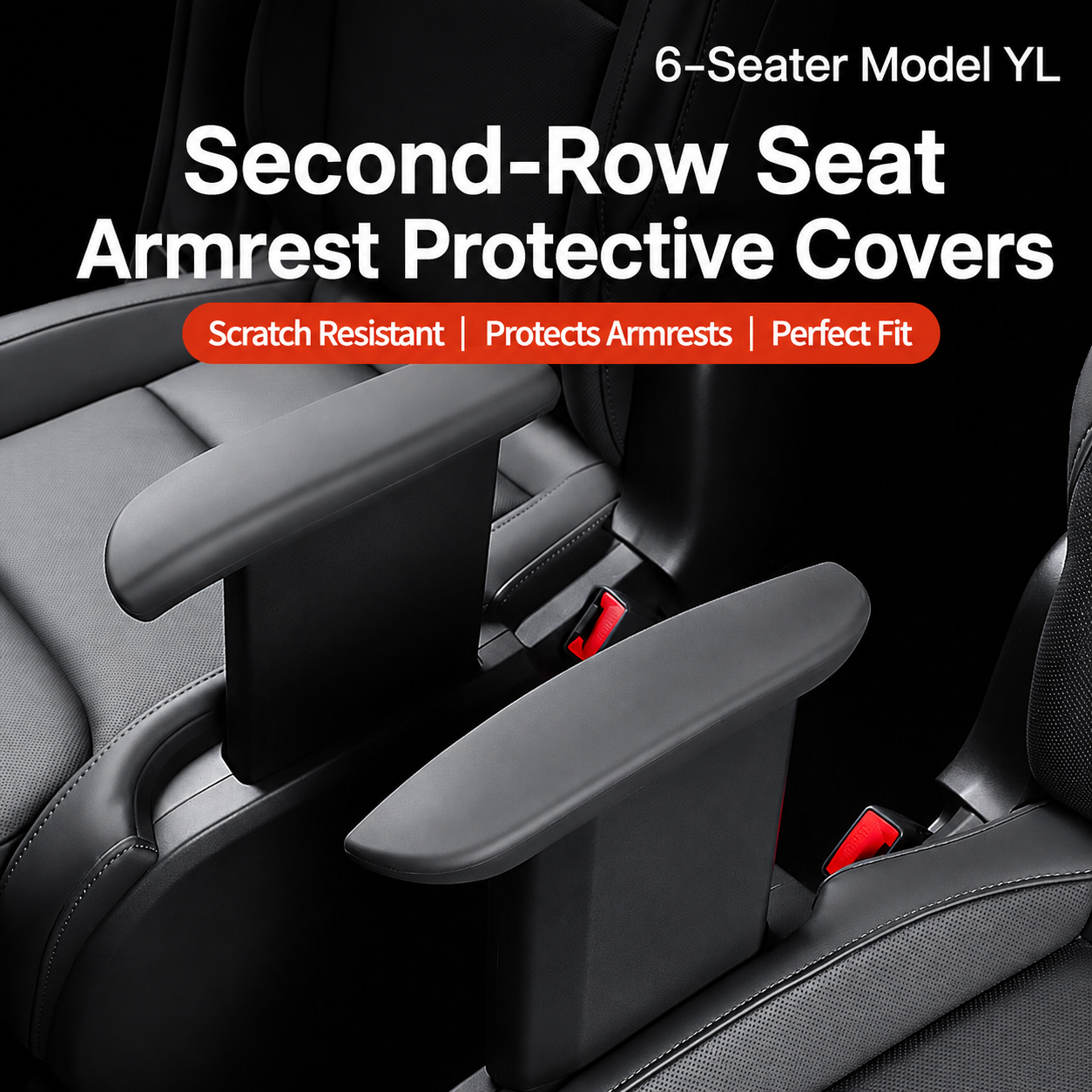 Second-Row Silicone Seat Armrest Cover for Tesla Model Y L 2025.11+