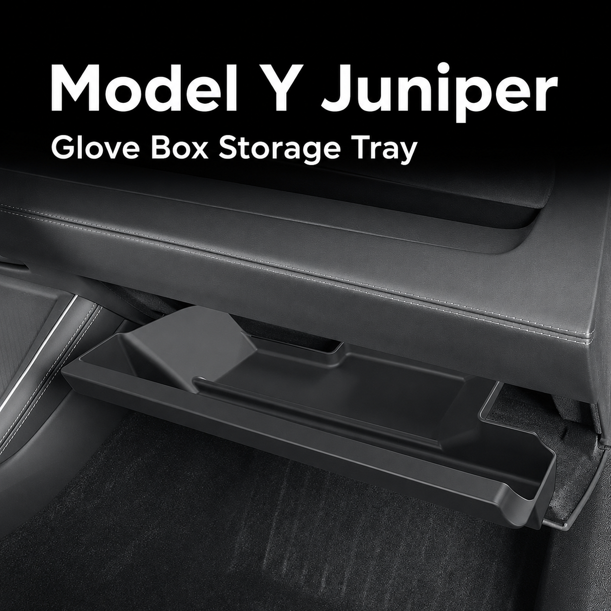 Black TPE Glove Box Storage Organizer for Tesla Model Y Juniper 2025.03+