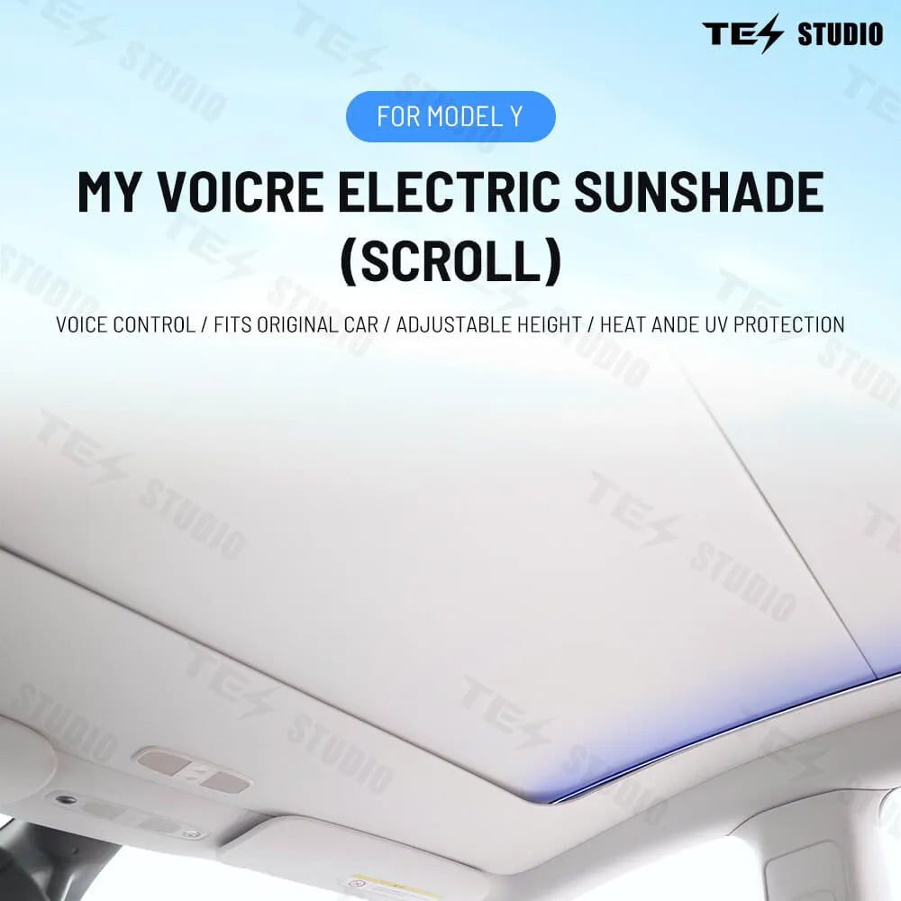 Tesstudio Tesla Model Y Voice-Controlled Electric Sunshade with Ambient Lighting/테스튜디오 테슬라 모델 Y 음성 제어 전동식 선쉐이드(앰비언트 조명 포함) - 롤러 스타일