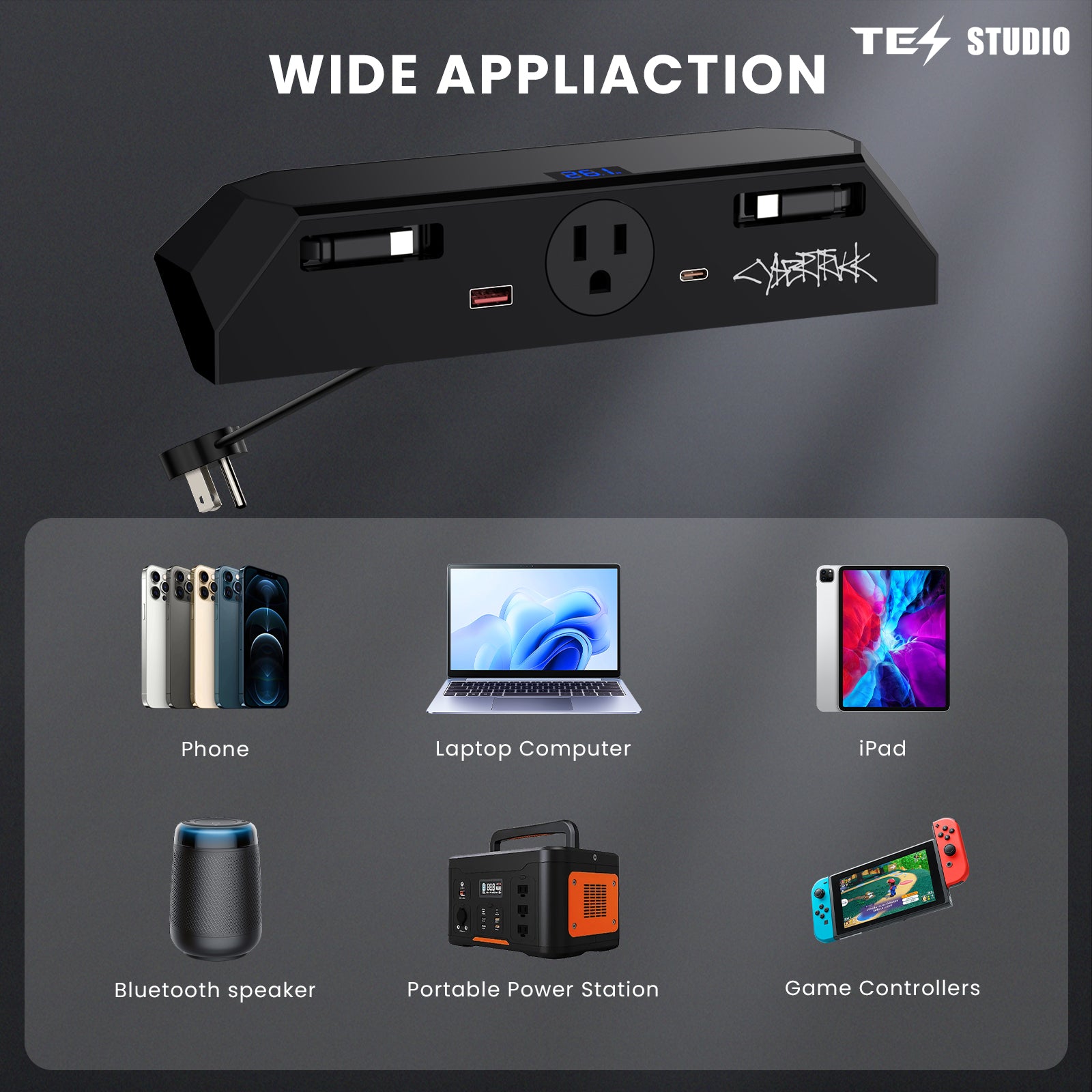 Tesla Cybertruck Docking Drawer Blade In-Drawer Outlet With 110v AC Tesla Cybertruck Accessories Tesstudio®