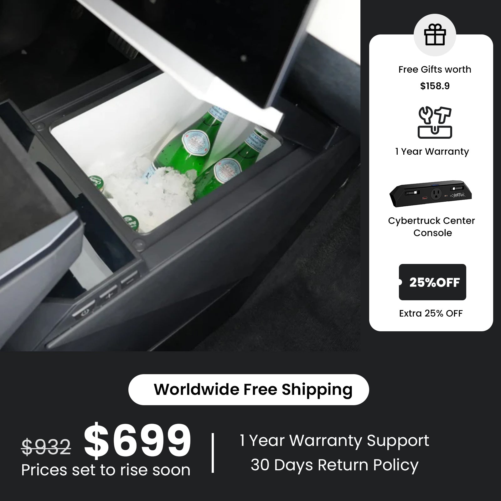 Tesla Cybertruck Cooler Cybertruck Fridge 18L Center Console Floor Refrigerator Tesstudio®