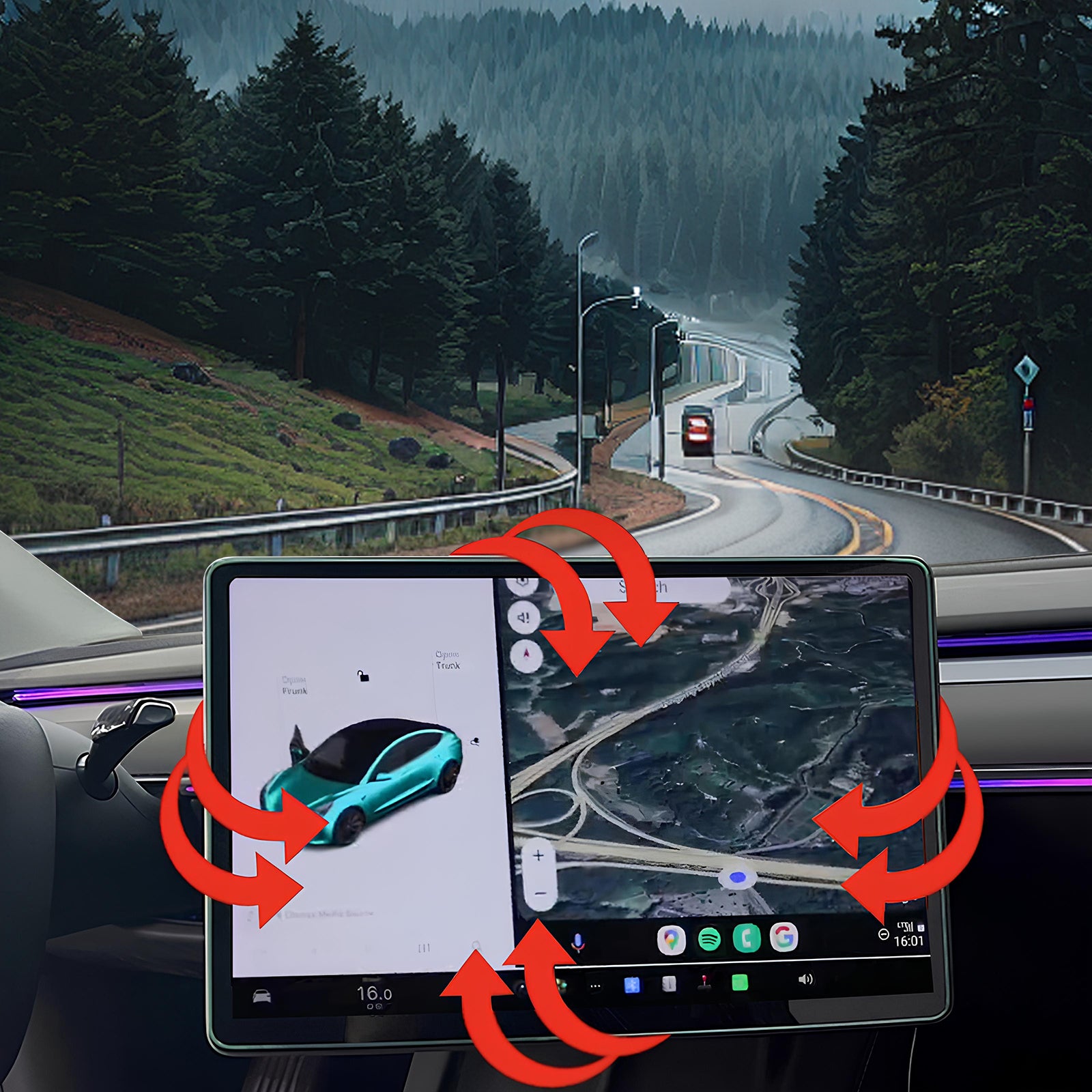 Tesla Model 3/3 Highland Model Y / Y Juniper Center Control Screen CarPlay Auto Decode Module Tesstudio®