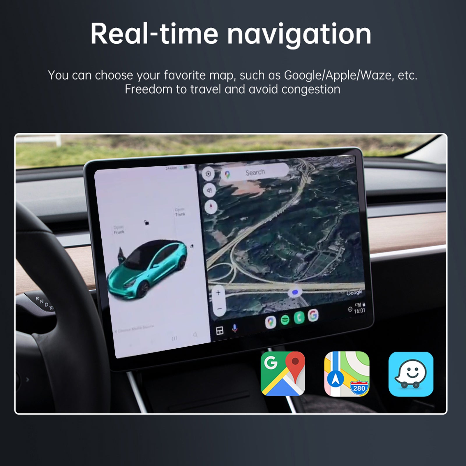 Tesla Model 3/3 Highland Model Y / Y Juniper Center Control Screen CarPlay Auto Decode Module Tesstudio®