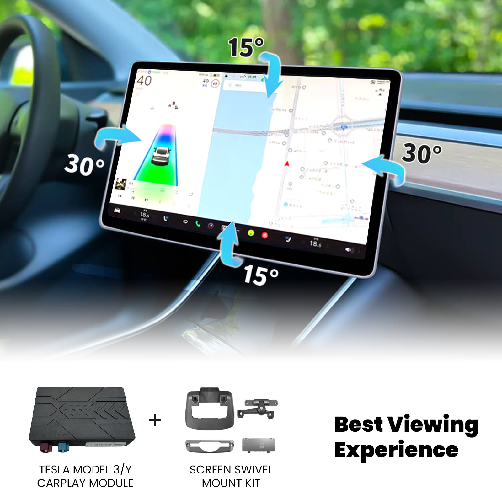 Tesla Model 3/3 Highland Model Y / Y Juniper Center Control Screen CarPlay Auto Decode Module Tesstudio®