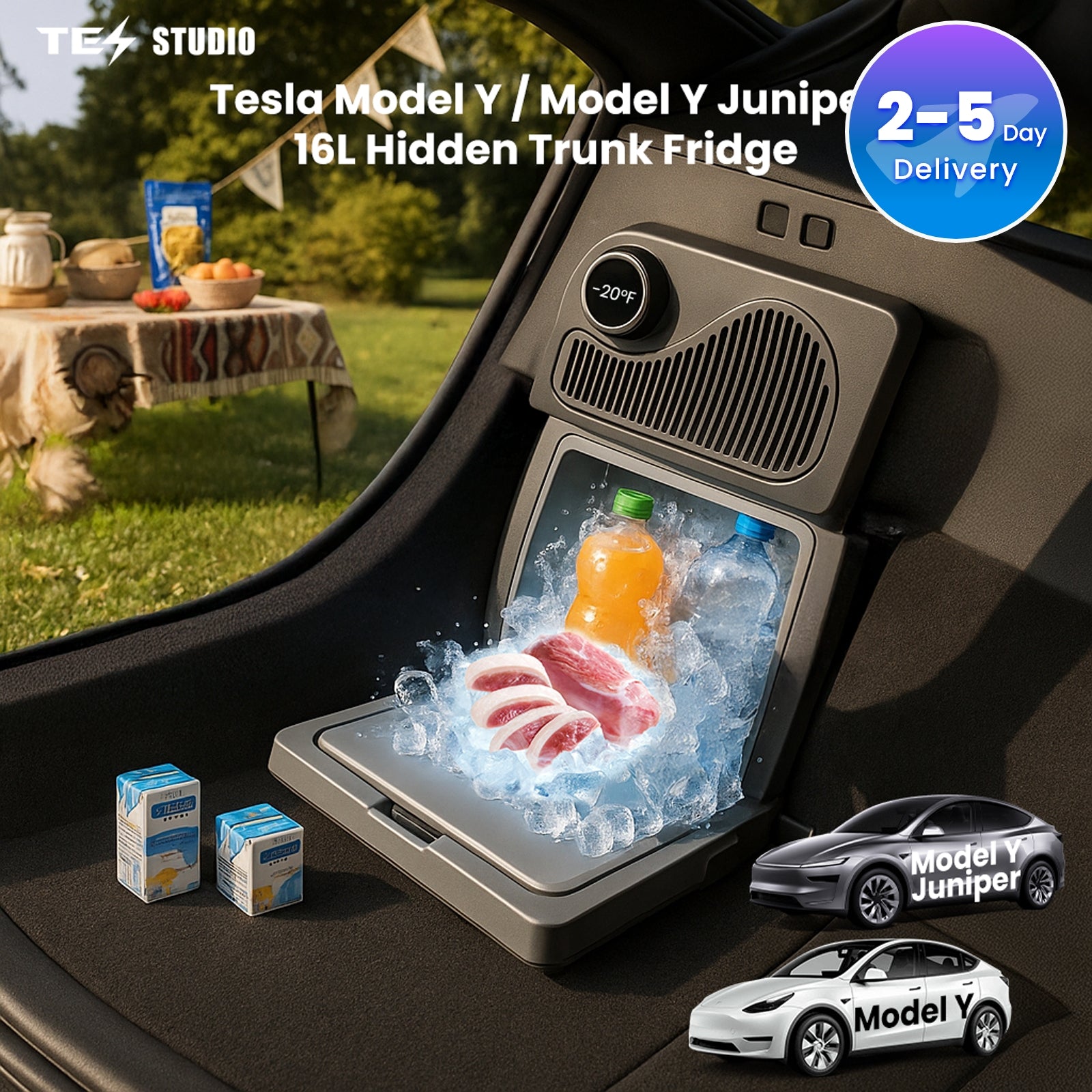 Trunk Fridge Hidden Cooler Car Mini Refrigerator for Tesla Model Y /Model Y Juniper