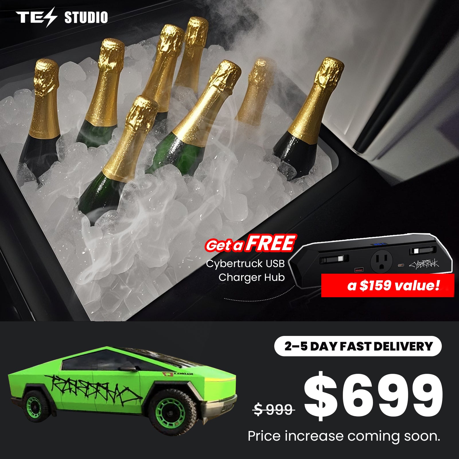 Tesla Cybertruck Cooler Cybertruck Fridge 18L Center Console Floor Refrigerator Tesstudio®
