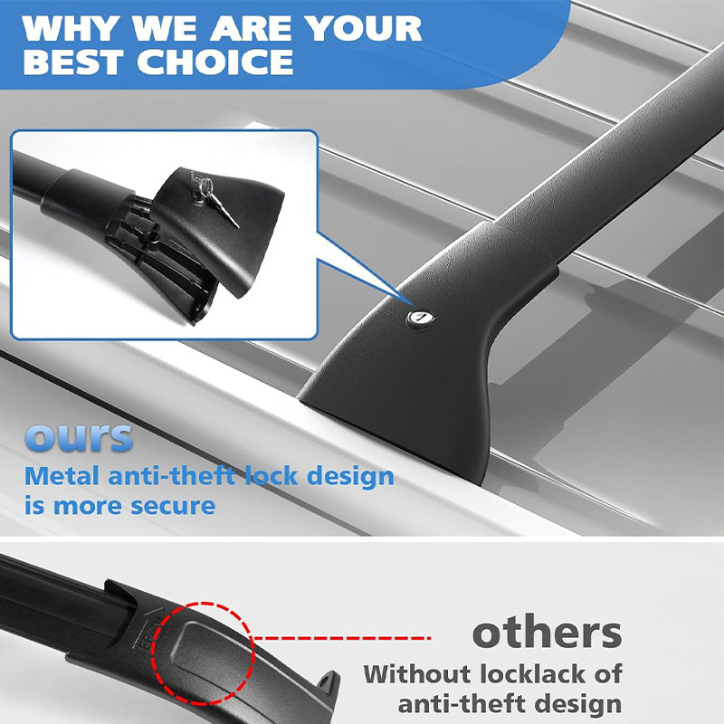 Roof Rack Cross Bars Compatible with Chevrolet Suburban & Tahoe, GMC Yukon & Yukon XL, Cadillac Escalade & Escalade ESV (2015-2020)