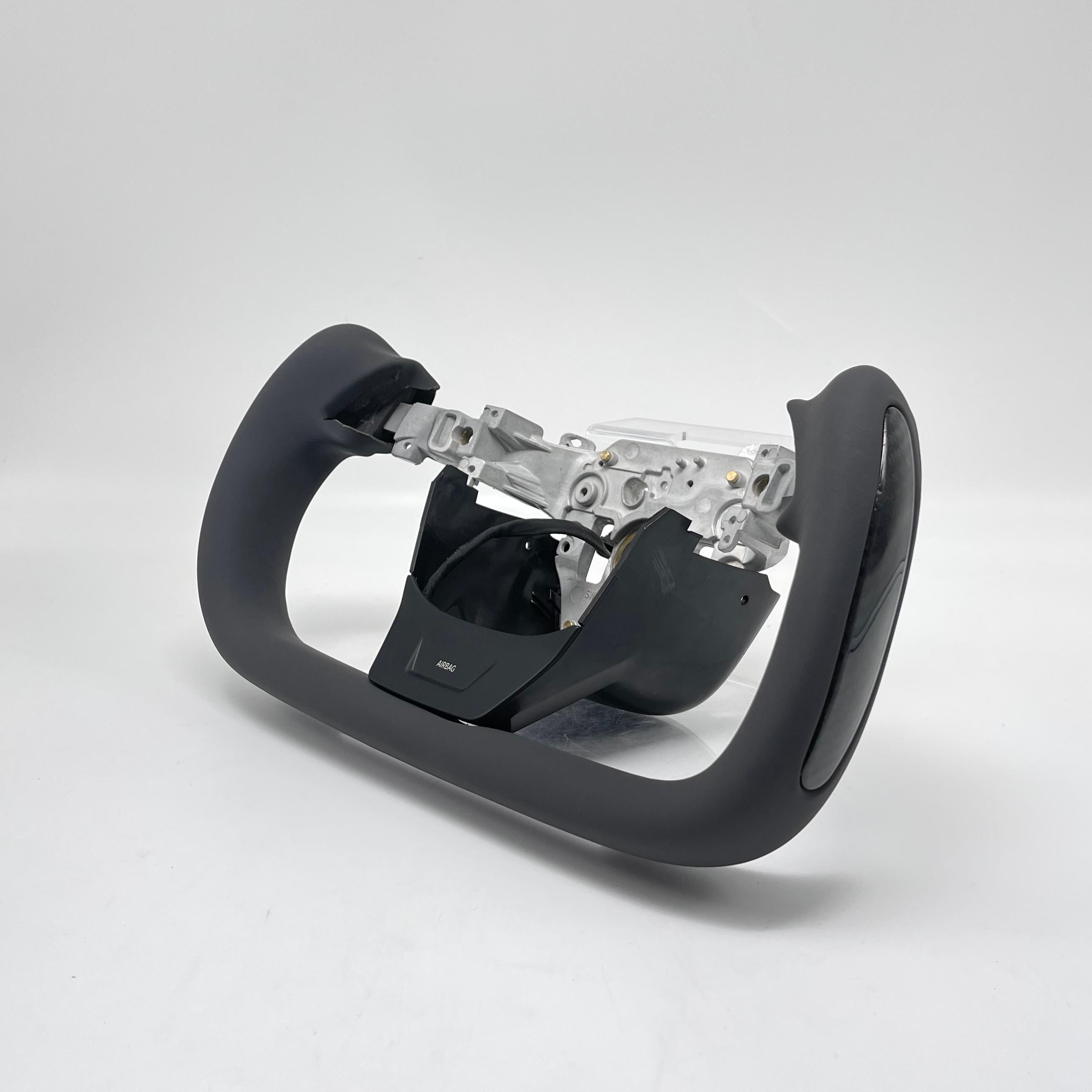 Tesla Yoke Steering Wheel — stitching and finish close-up