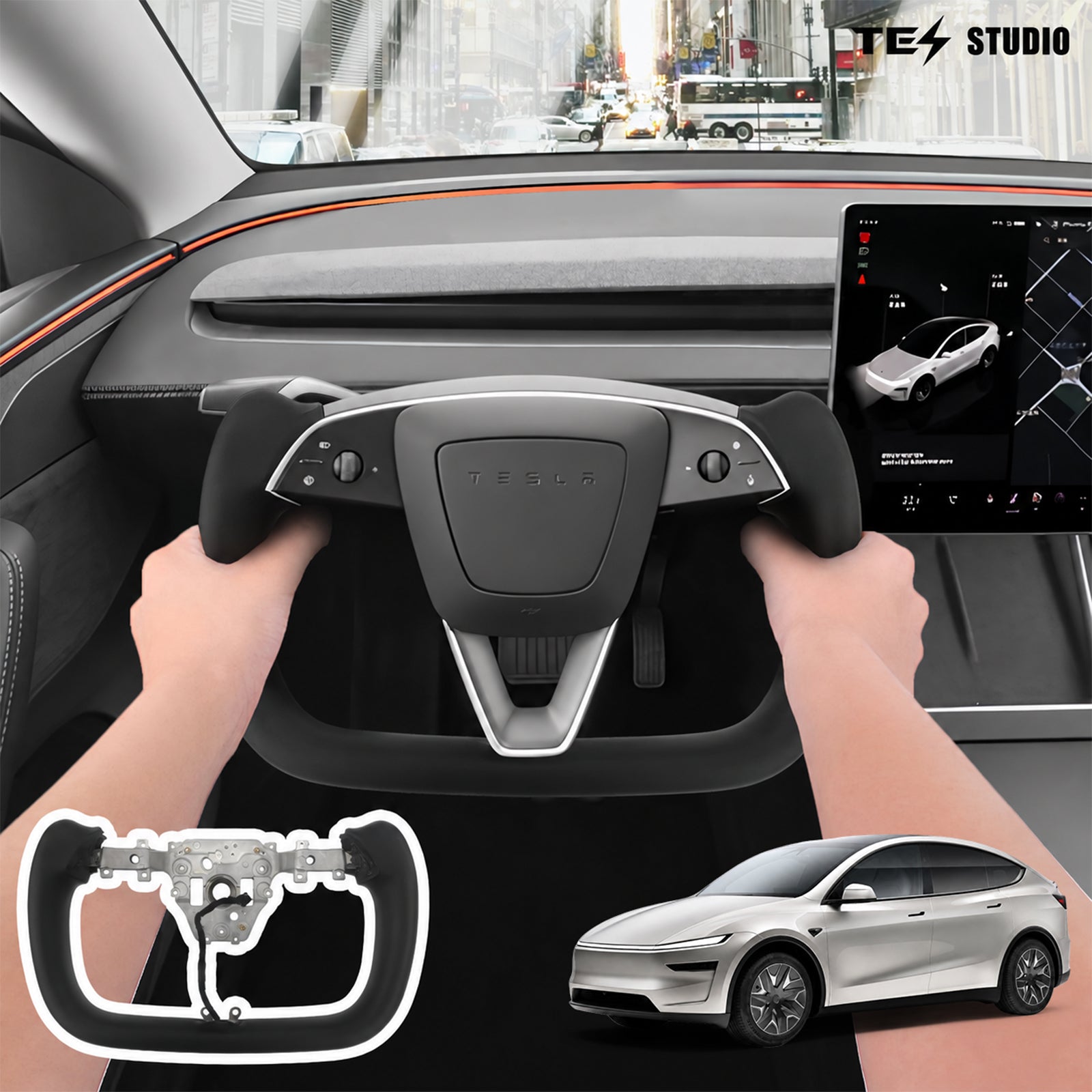Yoke Nappa Leather Steering Wheel For Tesla Model Y L 2025.11+