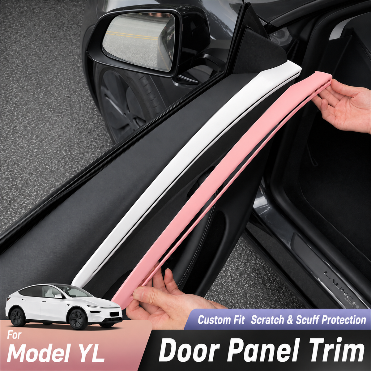 4-Piece Door Side Trim Cover Set for Tesla Model Y L