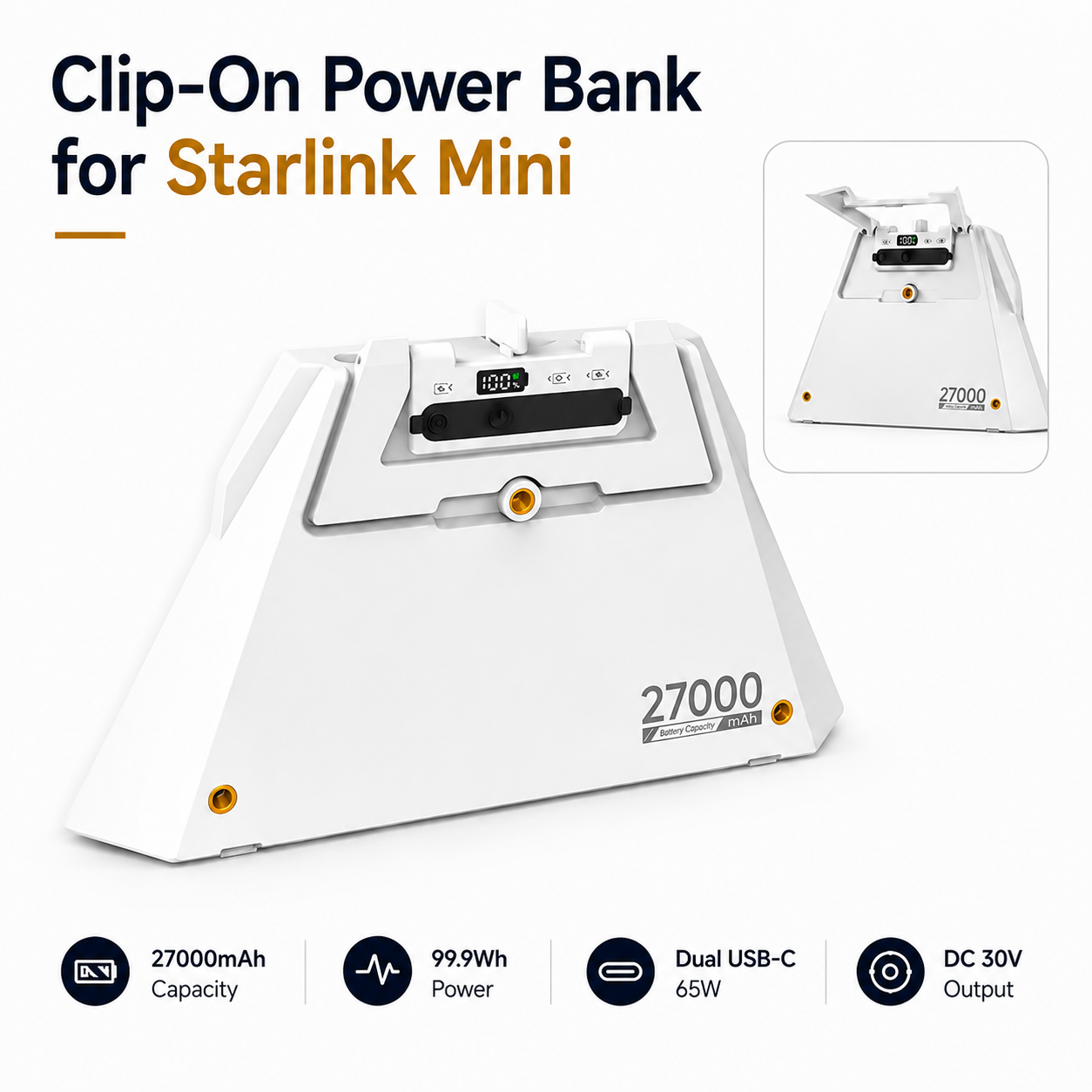 Starlink Mini Snap-Fit Travel Battery V4 - 99Wh, LCD Display