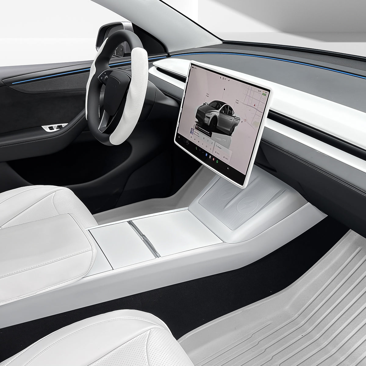 Matte White Interior Upgrade Kit For Tesla Model Y Juniper 2025+
