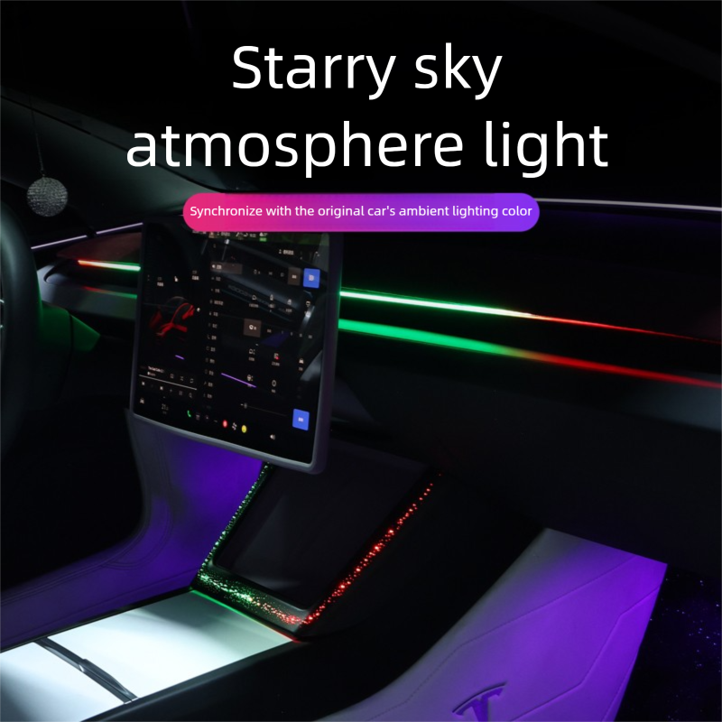 Ambient Galaxy Panel Wireless Charging Deck with Immersive Starry Glow for Model 3 Highland/ Y Juniper