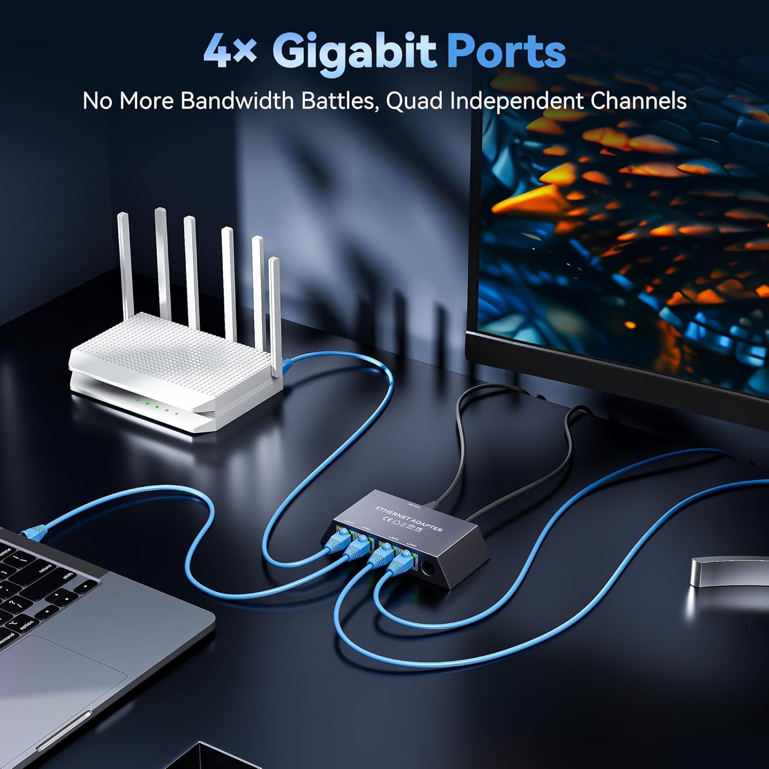 4-Port Ethernet Adapter for Starlink Gen 3 / Mini – Connect Up to 4 Devices