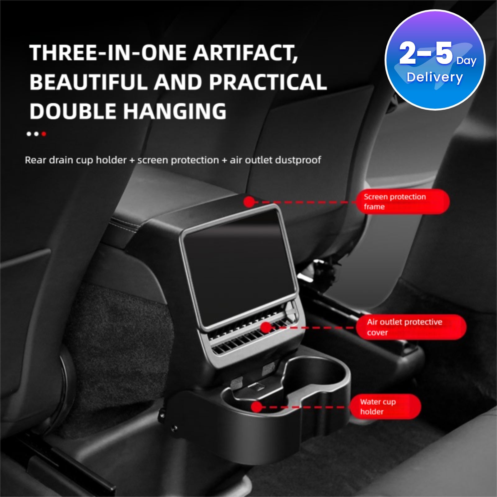 Rear Screen Cup Holder 3 in 1 for Model 3 Highland/ Model Y Juniper