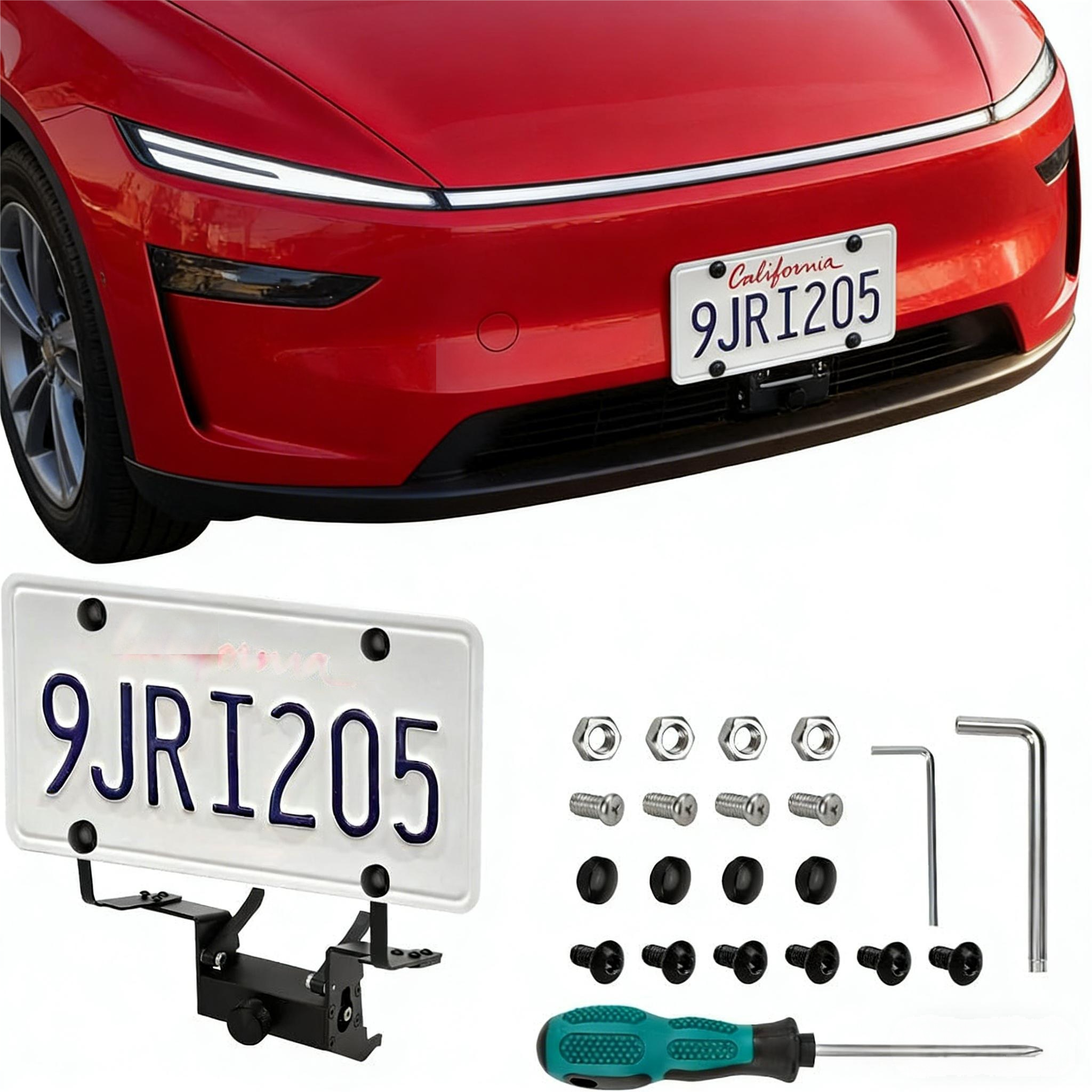 ysr163 Model Y Juniper Front License Plate Holder | No-Drill, Anti-Theft Alum