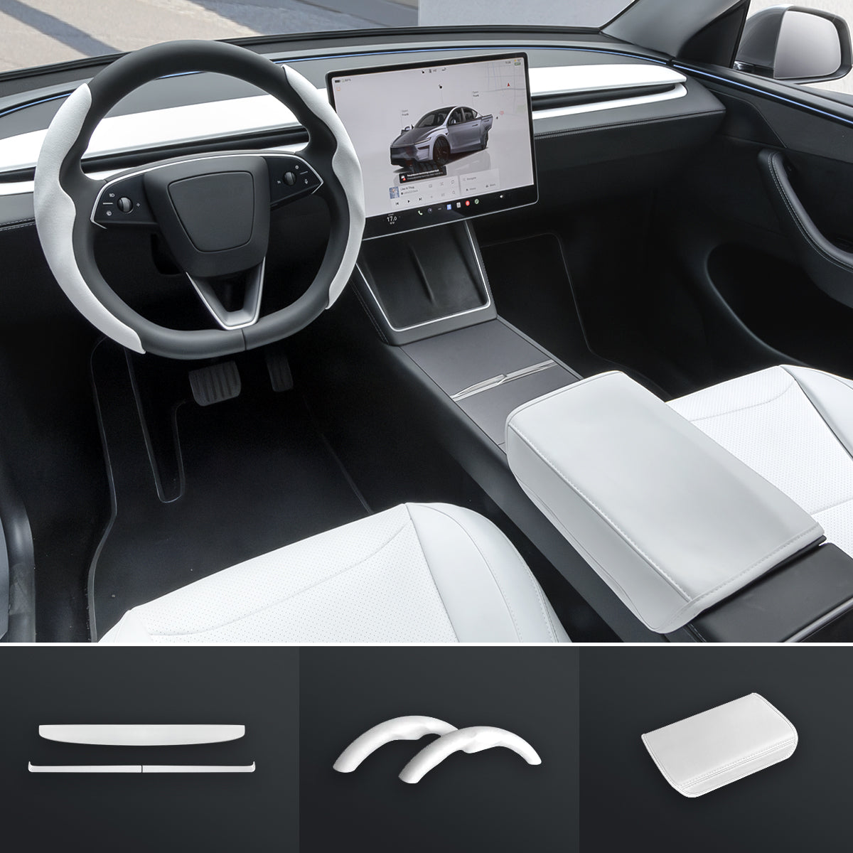 White Interior Upgrade Kit For Tesla Model Y Juniper 2025+