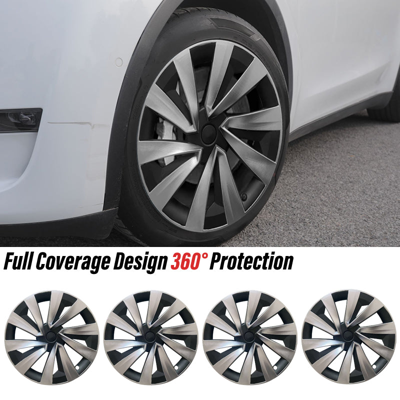 Tesla Model Y Juniper X Style 19" YB Turbine Wheel Covers Tesla Black Hub Caps Tesstudio®