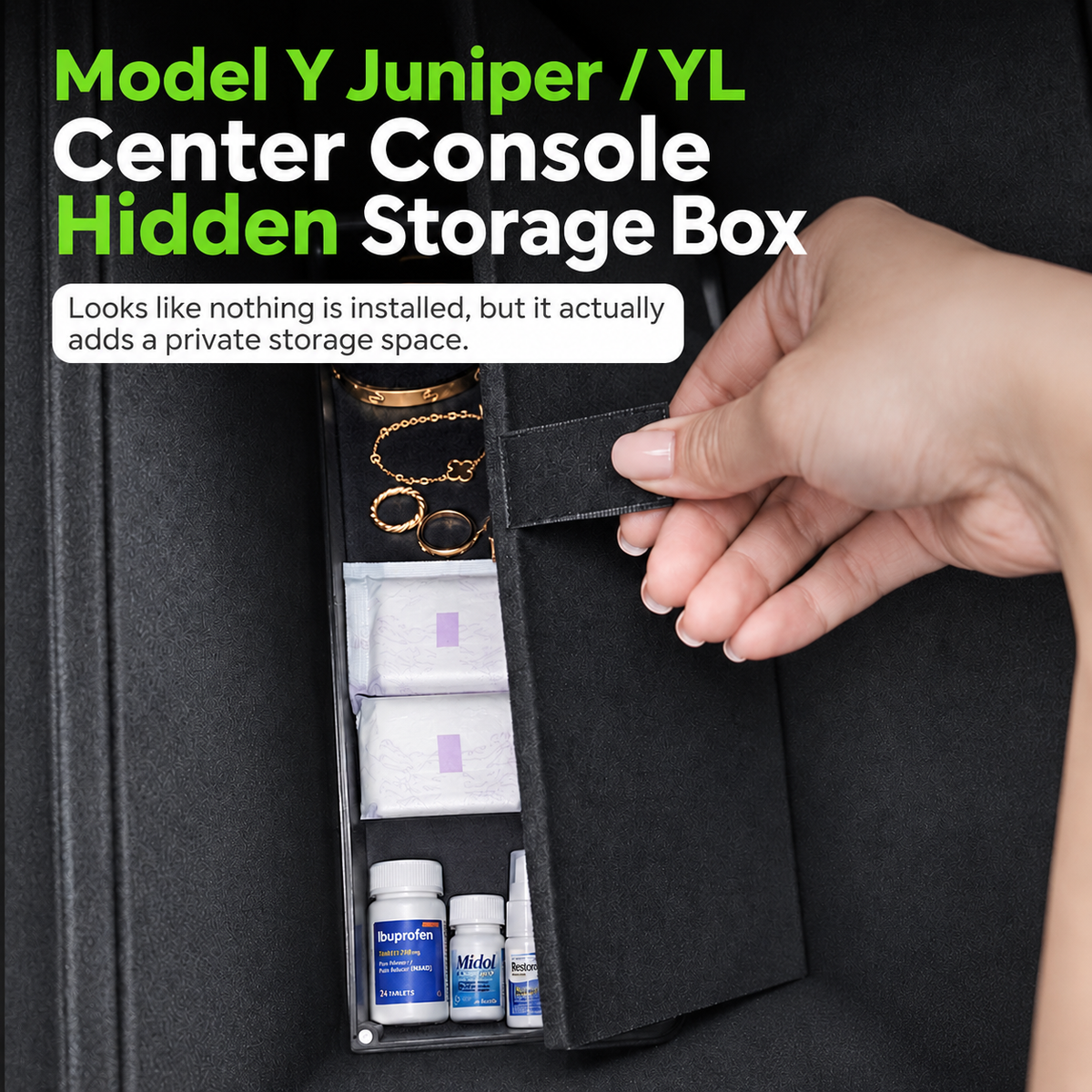 Hidden Privacy Storage Box for Tesla Model 3 Highland / Model Y Juniper / Model Y L
