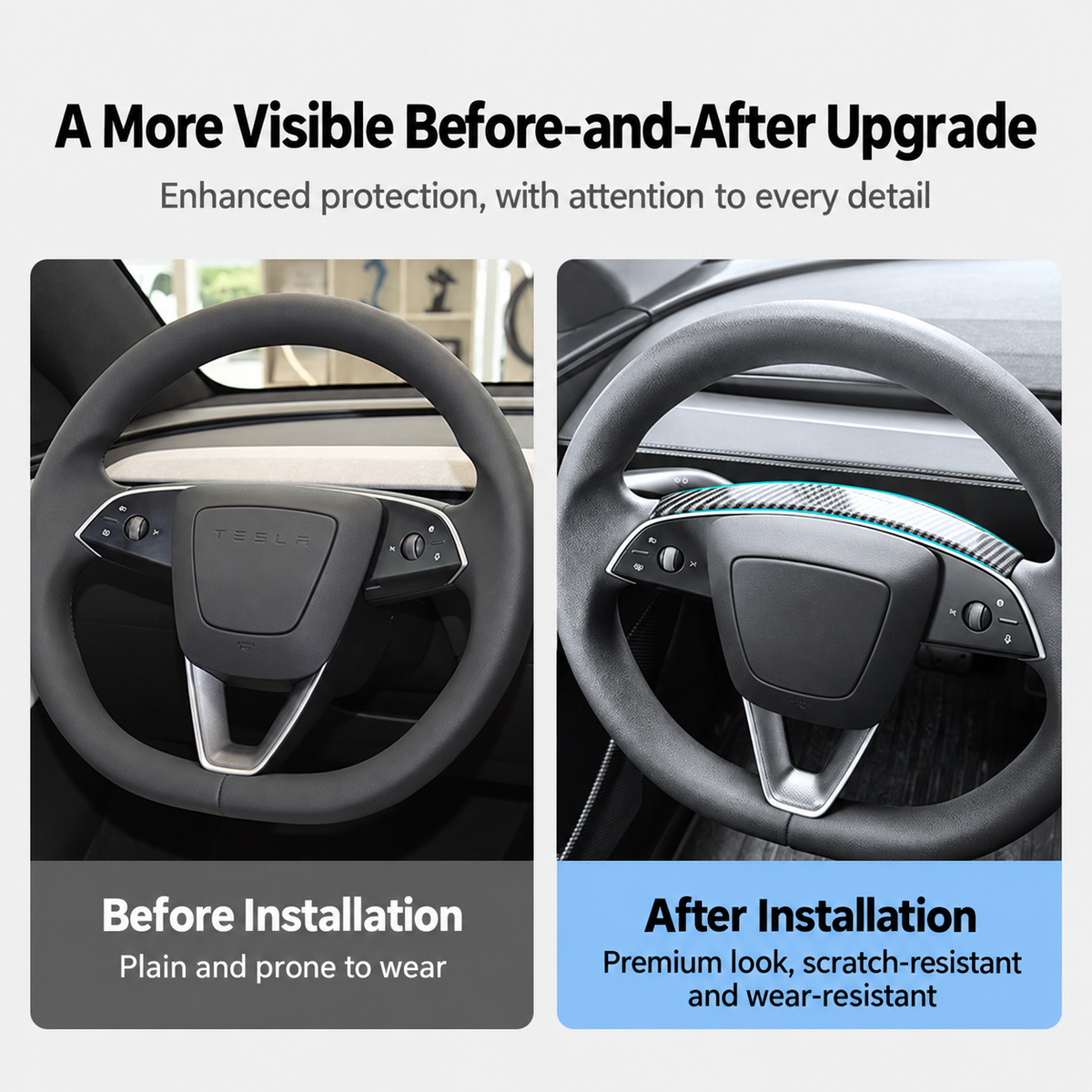 ABS Curved Steering Wheel Trim for Tesla Model Y Juniper / Model 3 Highland