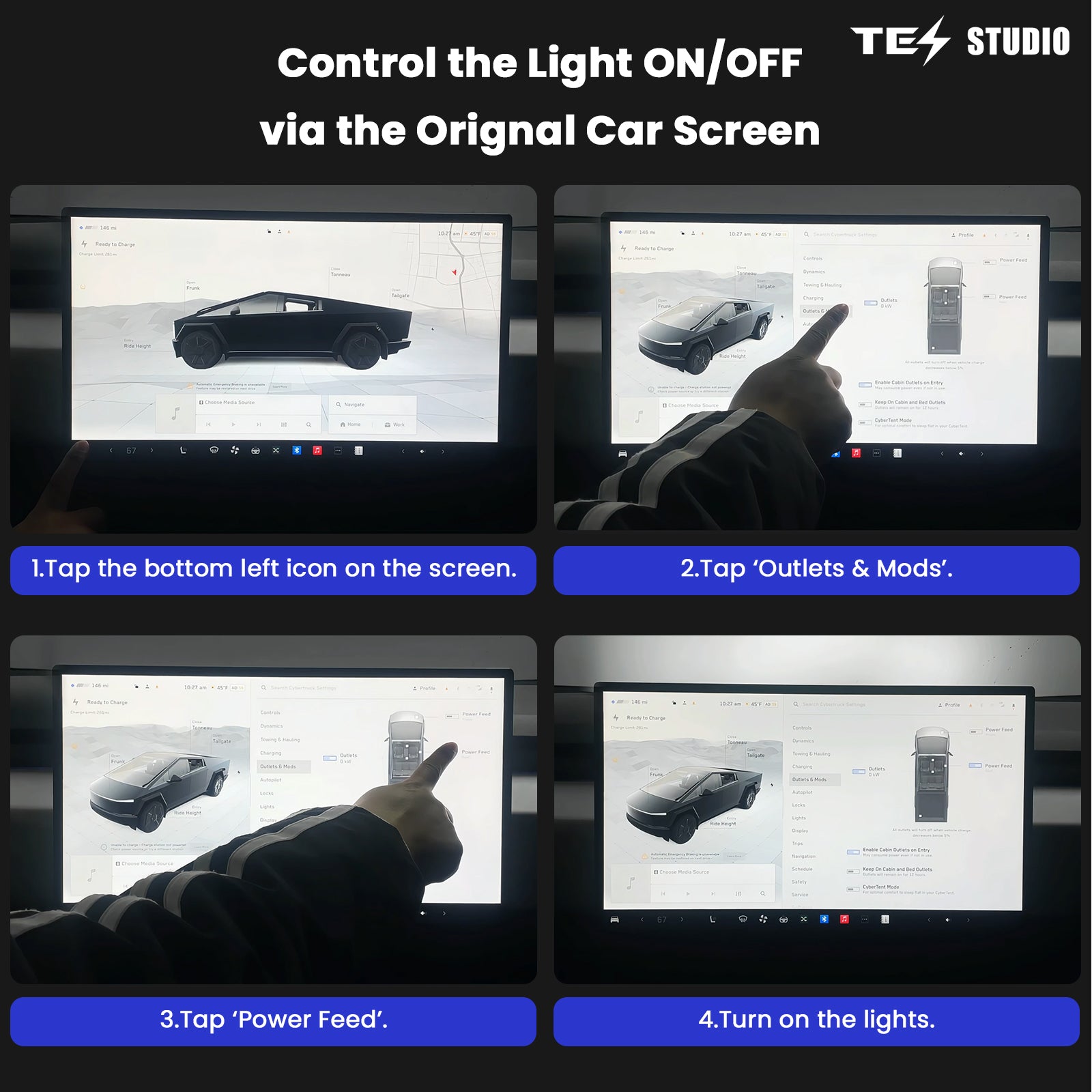 Tesla Cybertruck Off Road Lightbar + Cybertruck LED Light Bar Lower Grille Light Bar Kit Exterior Accessories Tesla Cybertruck Light Upgrade Spotlight Bar