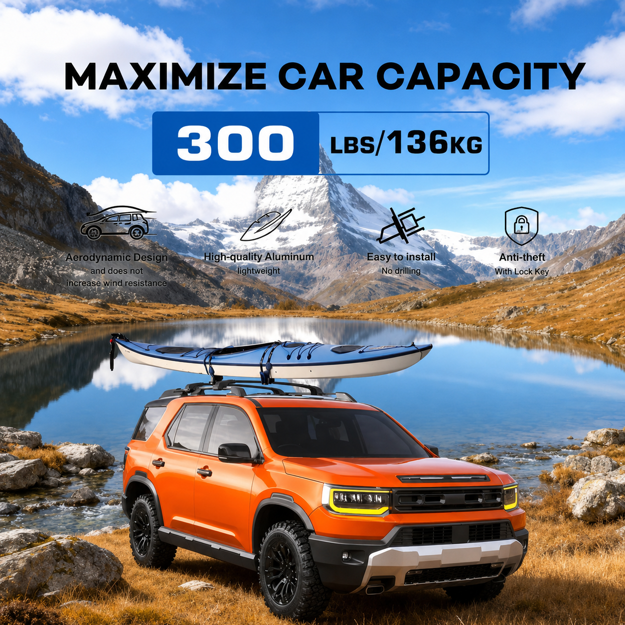 300 lbs Lockable Roof Rack Cross Bars for Honda Passport 2026 - Tesstudio
