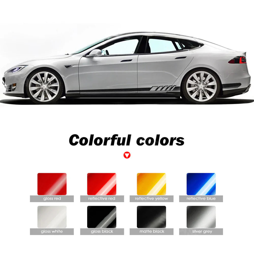 Side Skirt Decal DIY Sticker Side Body Racing Stripe Sticker For Tesla Model 3/Y/S/X
