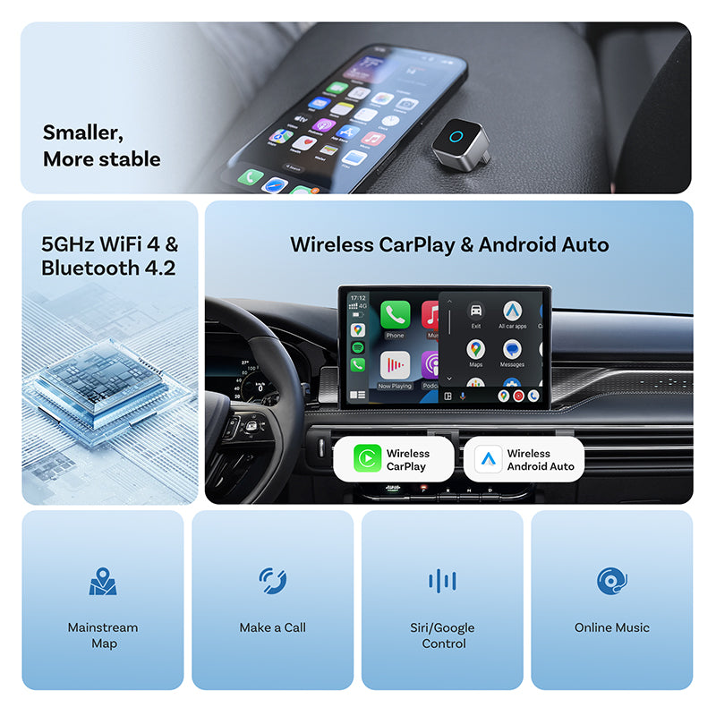 Wireless CarPlay & Android Auto Adapter for All Cars | Tesstudio