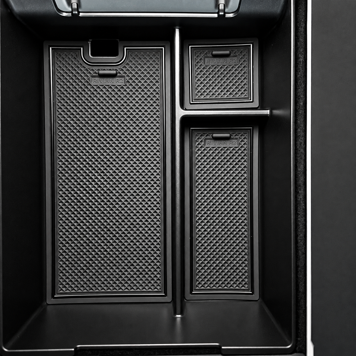 Center console organizer for Rivian R2