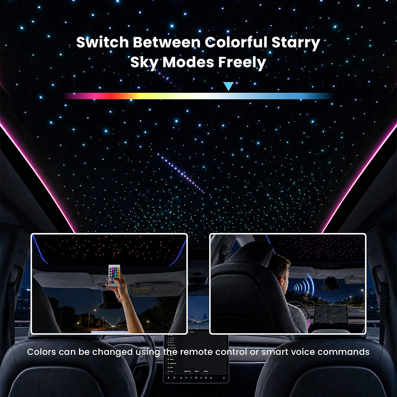 Smart Voice-Controlled Starry Sunshade 2.0 for Tesla Model Y / Y Juniper | Enjoy the Rolls-Royce Starry Sky