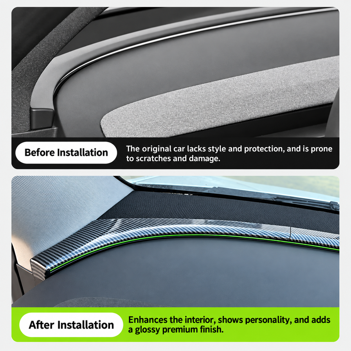 ABS Front Dashboard Ambient Light Trim for Tesla Model Y Juniper / Model Y L