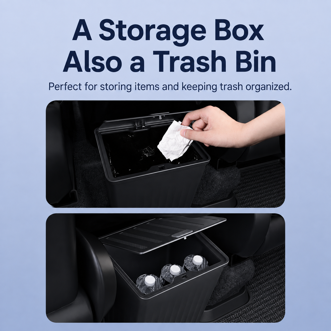 Rear Seat Center Storage Trash Bin for Tesla Model 3 Highland and Model Y Juniper, ABS