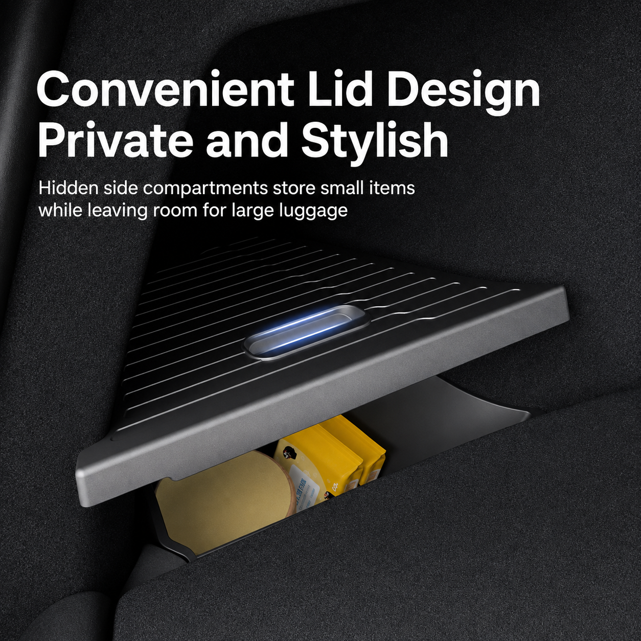 Trunk Storage Bin with Side Pocket and Pull Handle for Model Y L 2025.11+