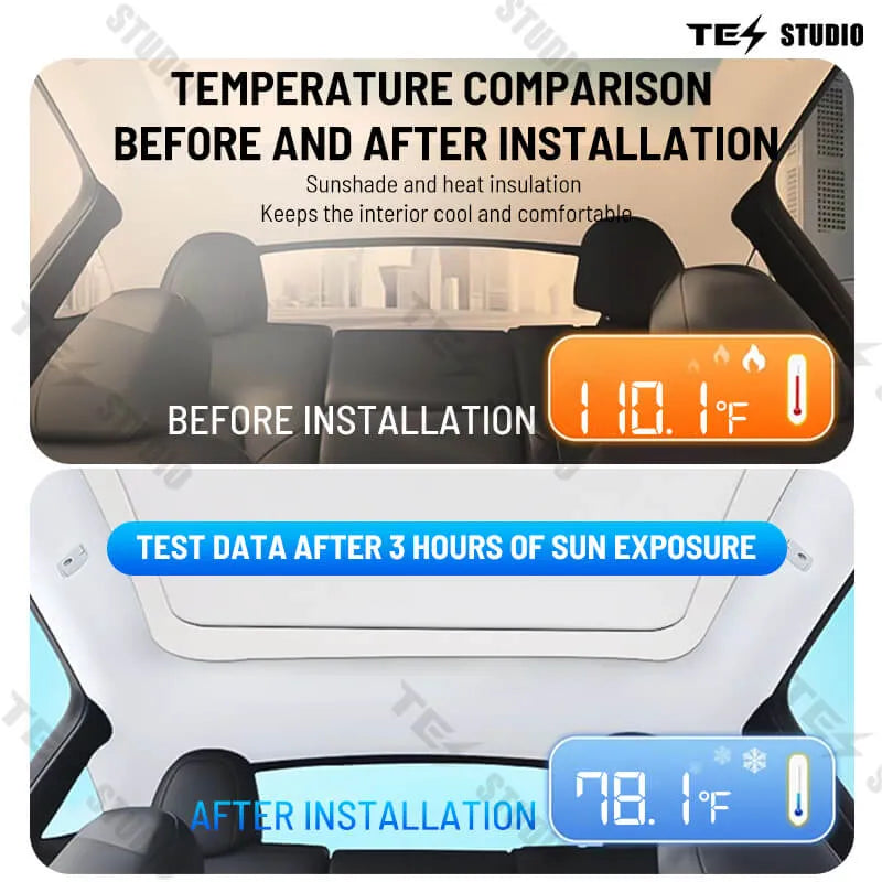 Tesstudio Tesla Model Y Voice-Controlled Electric Sunshade with Ambient Lighting/테스튜디오 테슬라 모델 Y 음성 제어 전동식 선쉐이드(앰비언트 조명 포함) - 롤러 스타일