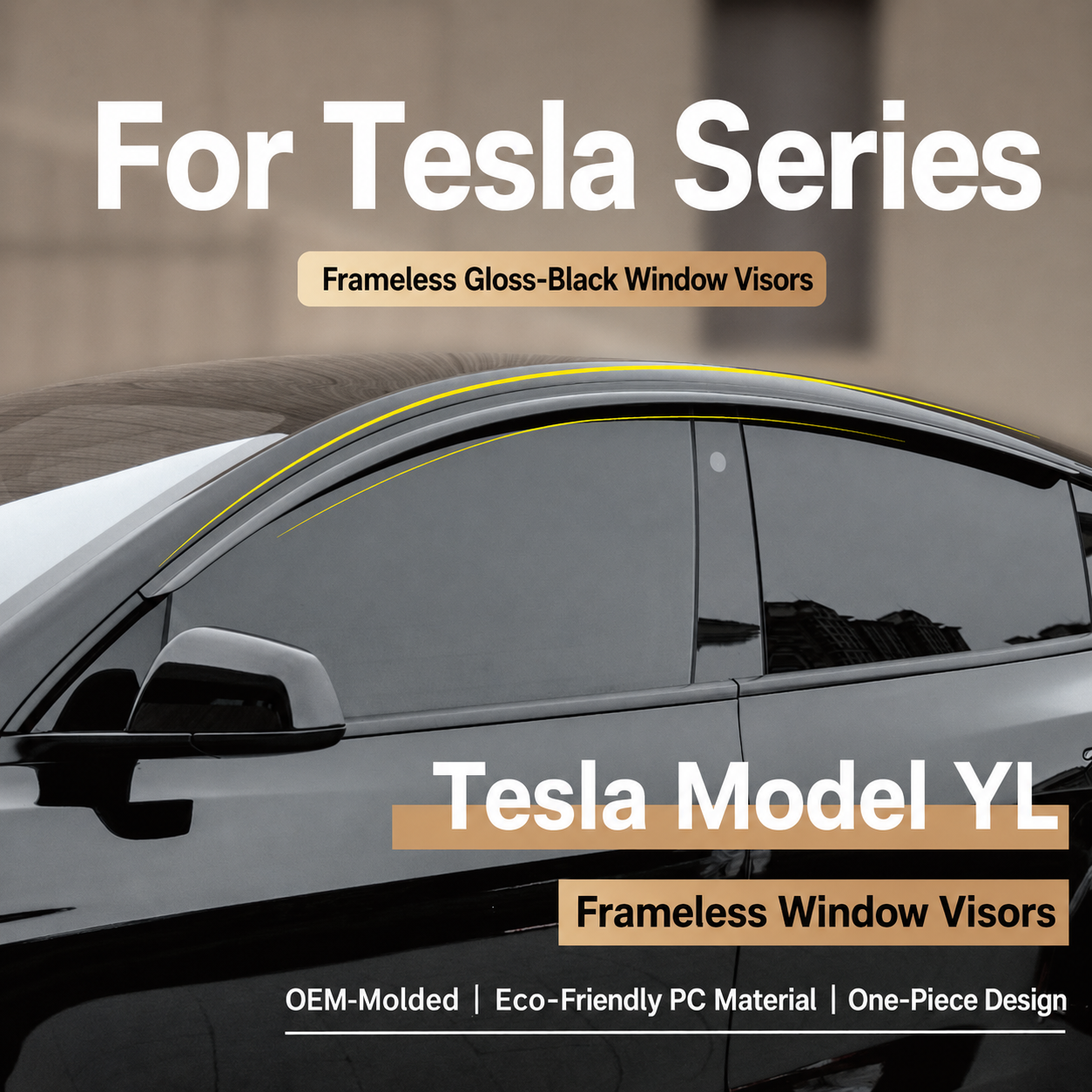 4-Piece PC Window Rain Guards for Tesla Model Y L