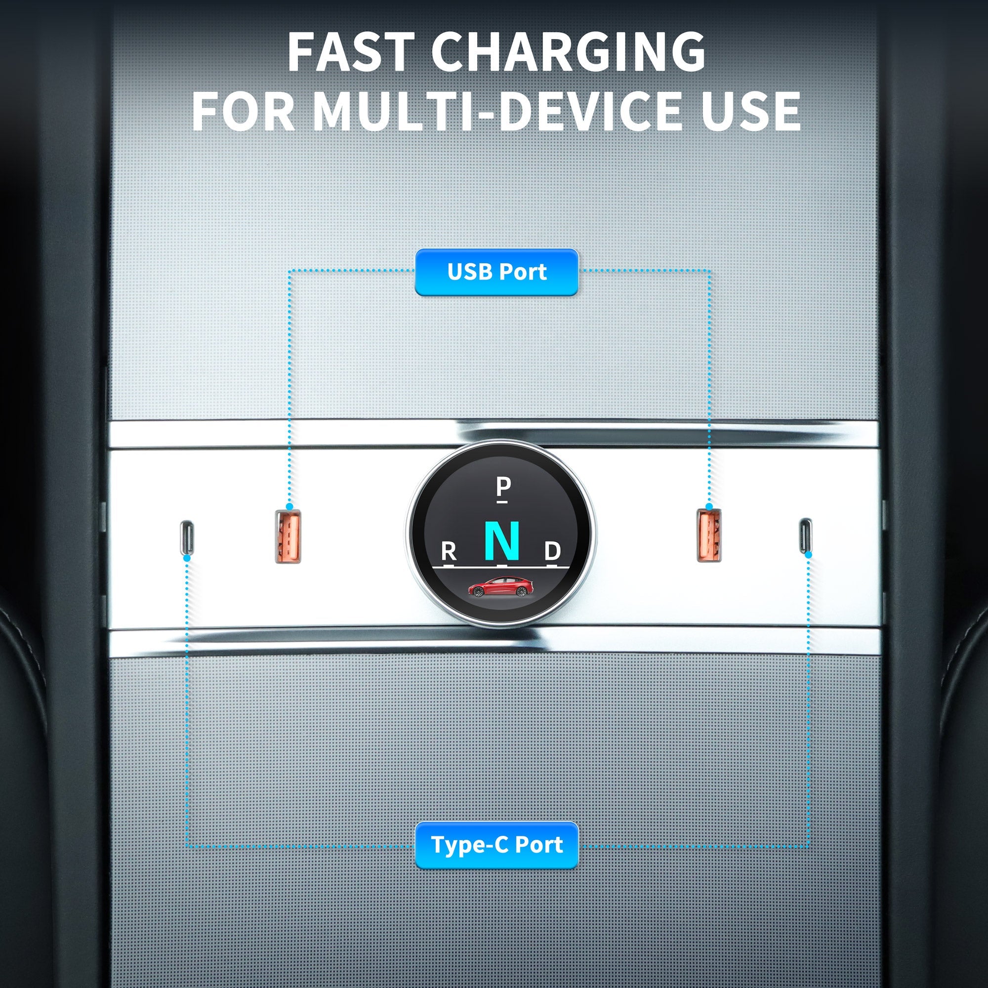 Smart Rotating Gear Shift Dock USB Hub for Tesla Model Y Juniper 2025
