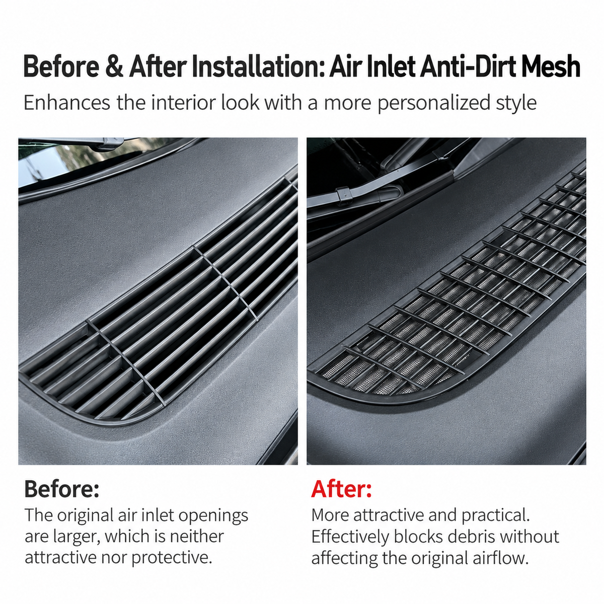 Front Air Intake Protection Mesh for Tesla Model Y Juniper 2025.03+
