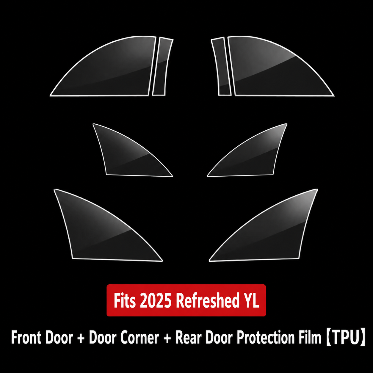 Door Triangle Paint Protection Film TPU Clear Guard for Tesla Model 3 / Model 3 Highland / Model Y / Model Y Juniper / Model Y L