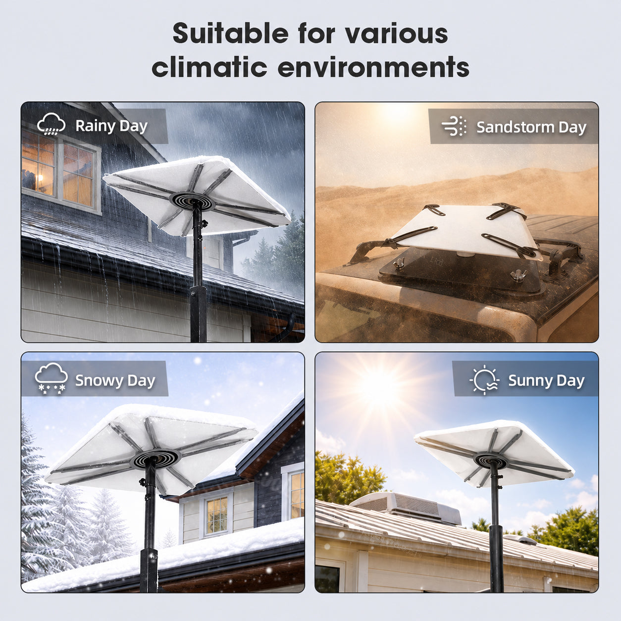 Weather-resistant Starlink securing strap for rain, snow, sand and sunny outdoor conditions