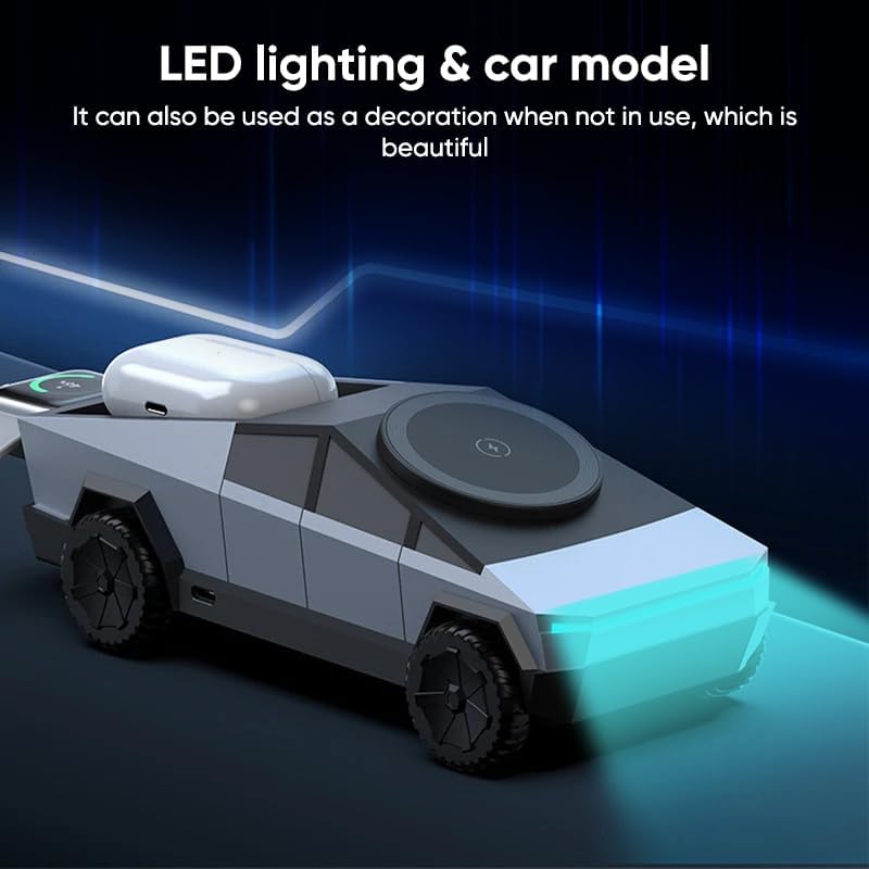 Cybertruck Style 3-in-1 Wireless Charger for iPhone, Watch & AirPods