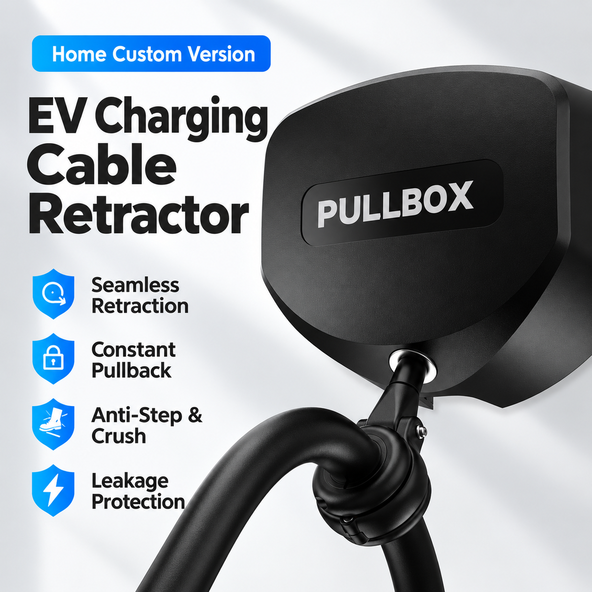 EV Charger Cable Retractor for AC Charging Stations, 3.5m Cable, 3kg Pull Force, Self-Locking