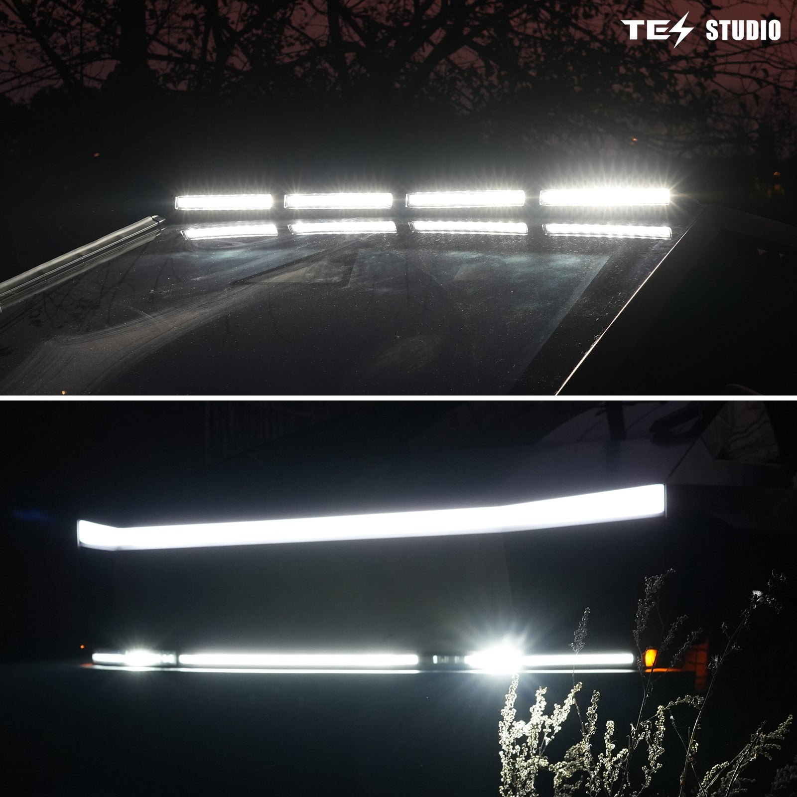 Tesla Cybertruck Off Road Lightbar + Cybertruck LED Light Bar Lower Grille Light Bar Kit Exterior Accessories Tesla Cybertruck Light Upgrade Spotlight Bar