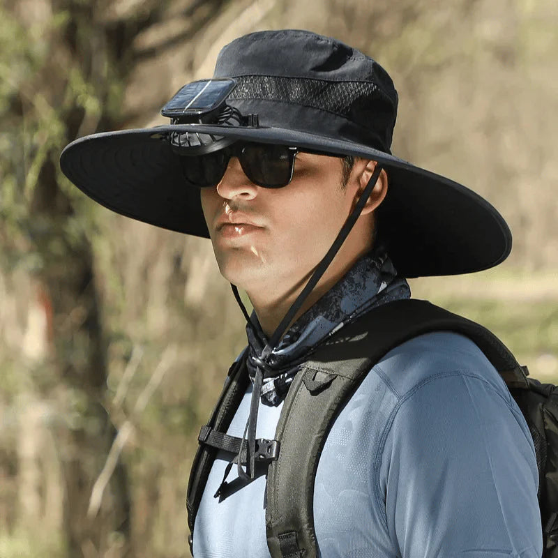 Solar-Powered Cooling Hat with USB Fan Outdoor Wide Brim Hat Tesstudio®