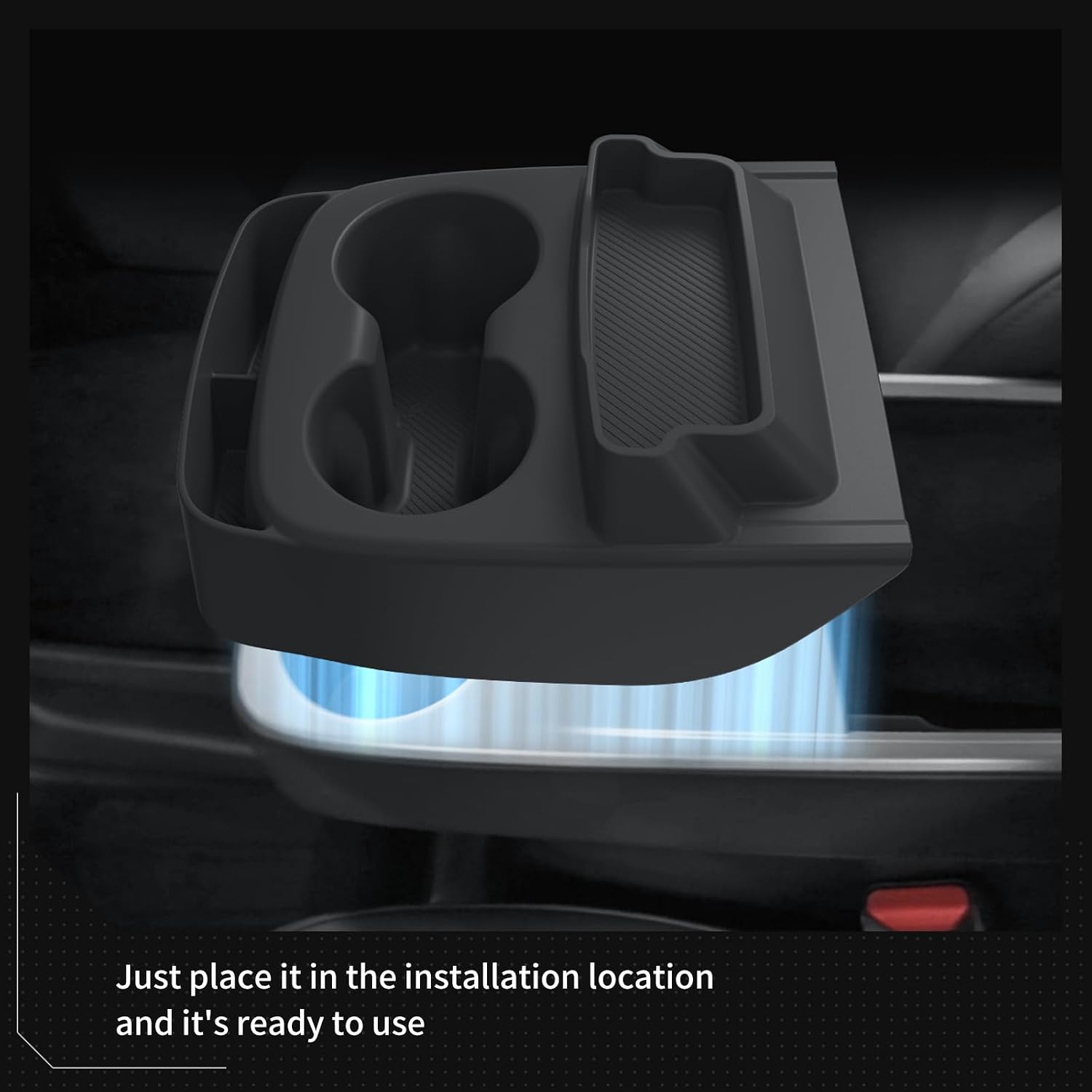 Tesla Model Y Standard Centre Console Cup Holder with Storage Box | Eyeglass Organizer Silicone Insert Tray