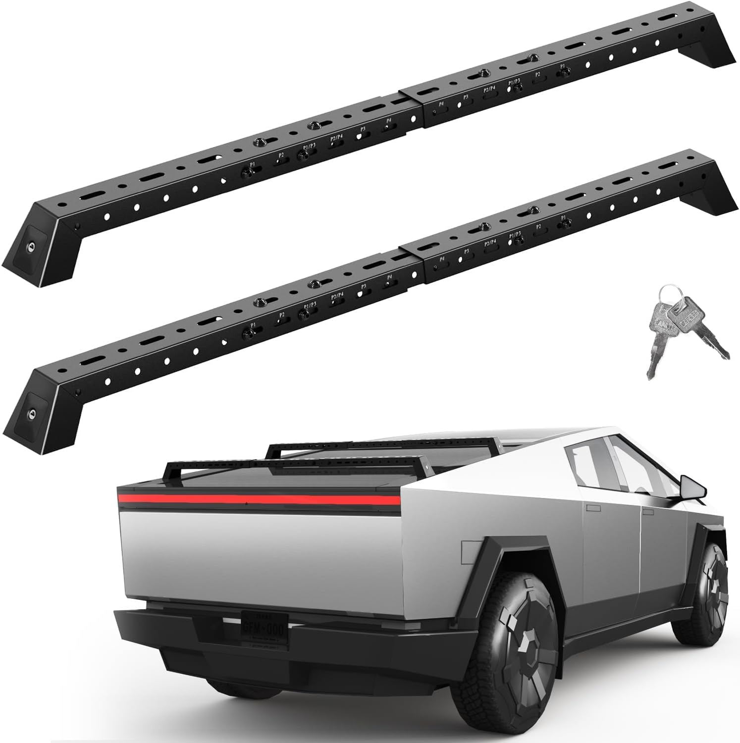 550lbs Heavy Duty Roof Rack Cross Bars Compatible with Tesla Cybertruck for Lockable Aluminum Crossbar Canoe Kayak Car Snowboard Rooftop Cargo Carrier Luggage