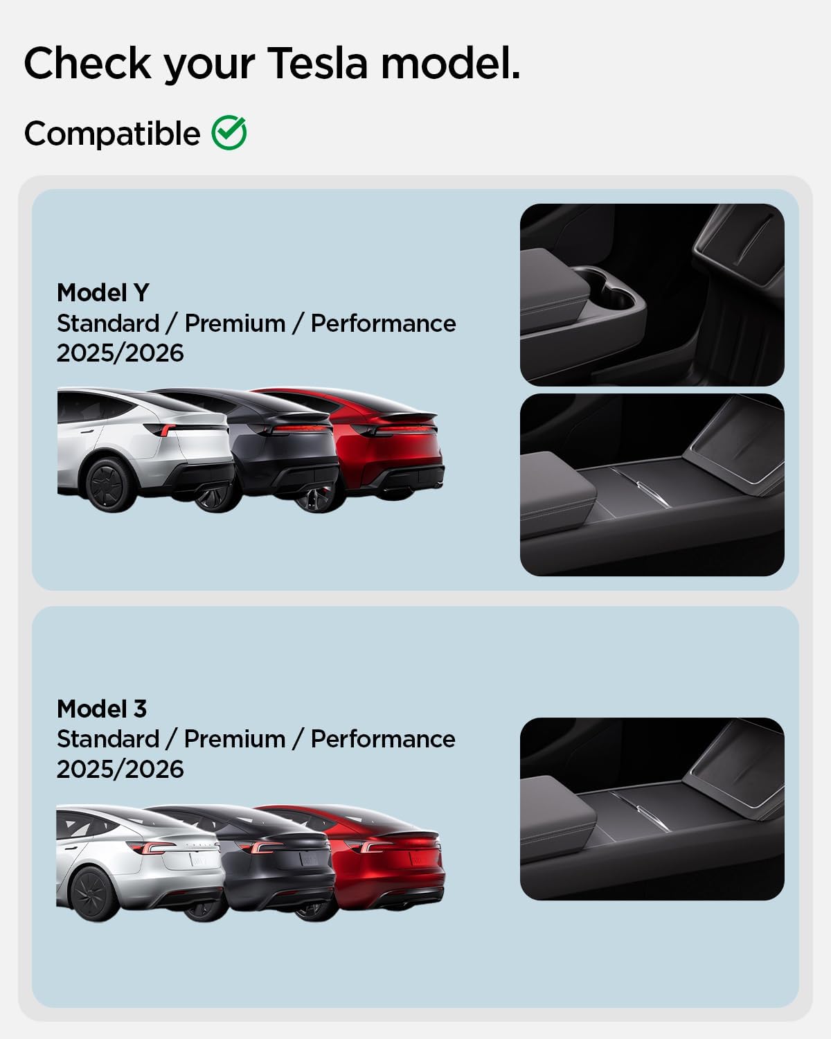 Tesstudio Armrest Console Organizer for Tesla Model Y Juniper/ Model 3 Highland