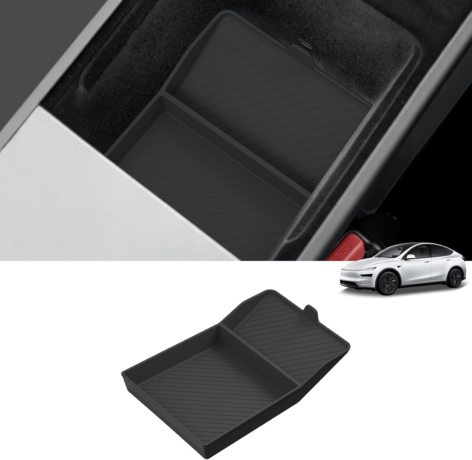 Tesla Model Y Standard Lower Armrest Box Organizer | Silicone Console Insert Tray